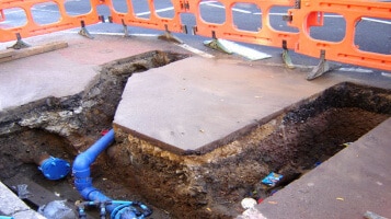 A water main replacement project in London, England
