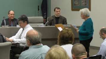 Bridgeville Area Historical Society President Mary Weise speaks at the March 14 Borough Council Meeting