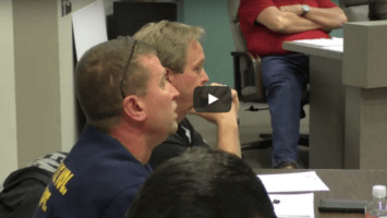 Bridgeville Volunteer Fire Department Chief Bill Chilleo seated at a table during the May 9 2016 borough council meeting.