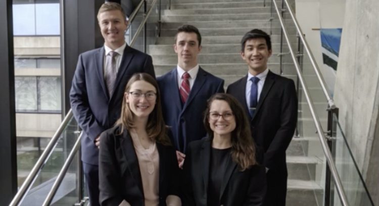 Pitt engineering students (l-r) Jack James, Cecilia Burke, Mason Krushinsky, Jessica Marquis, and Jonny Nguyen.